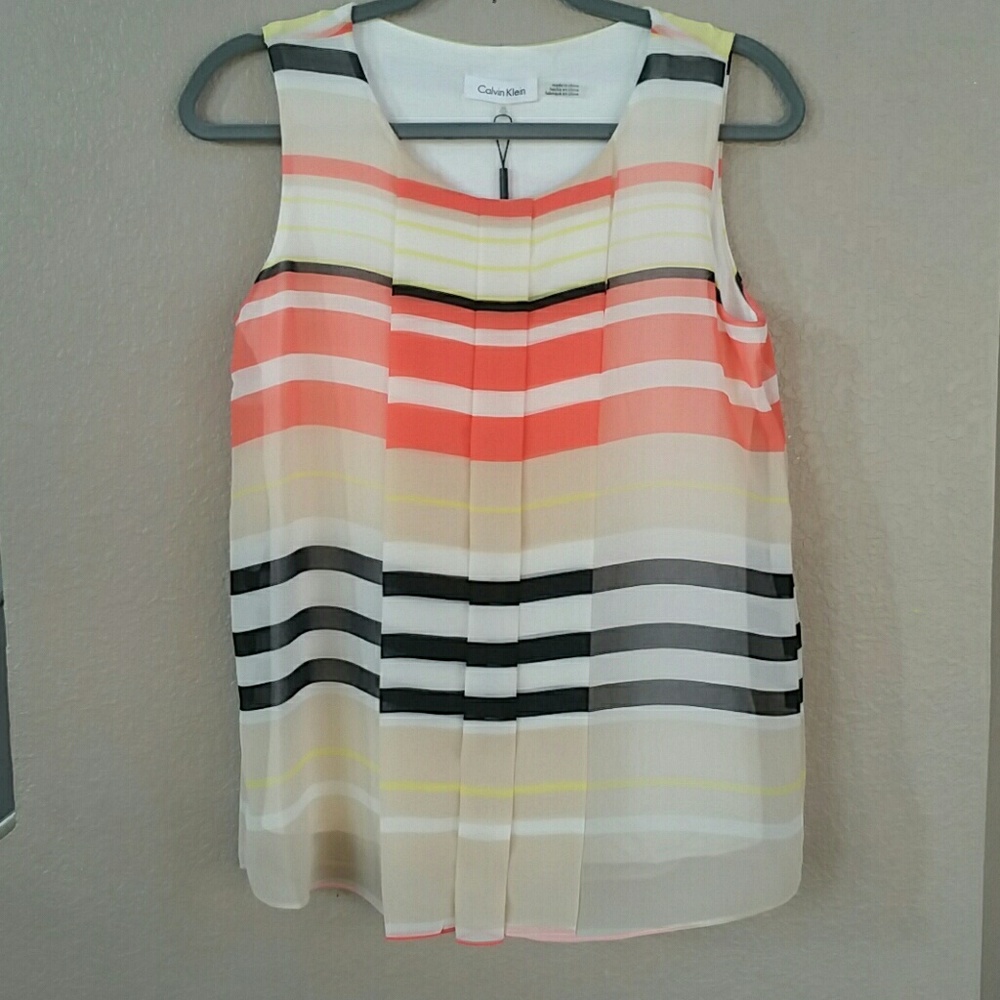 Calvin Klein Pleated Front Professional Blouse XS